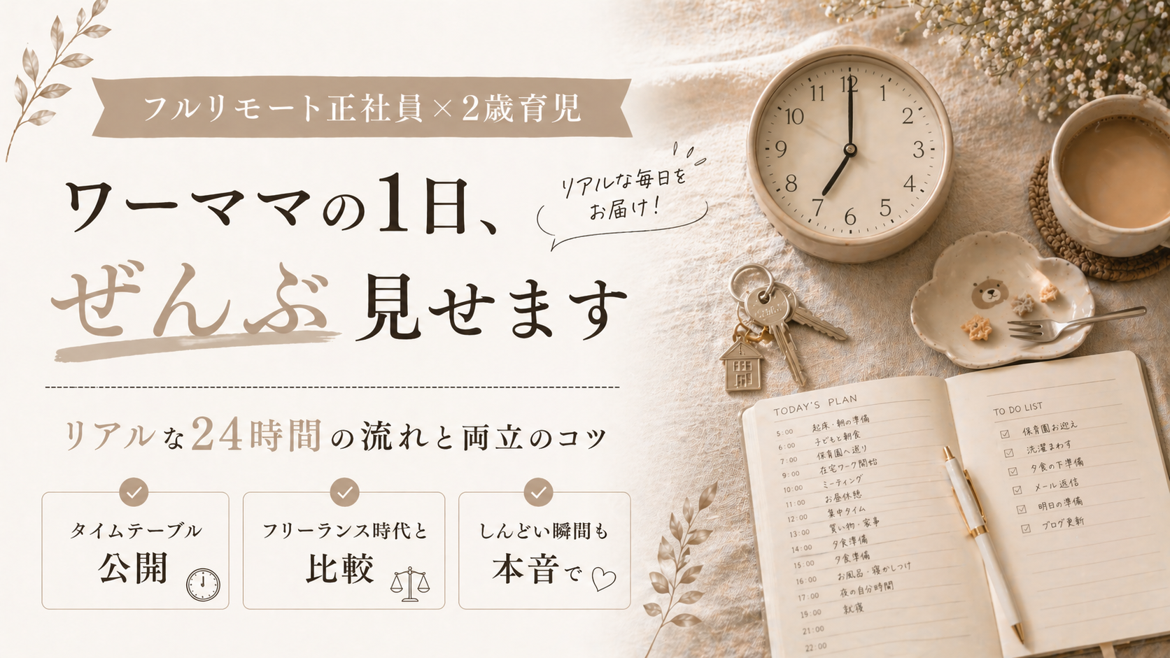 在宅勤務ワーママの1日のスケジュール公開|フルリモート正社員×2歳育児のリアルのサムネイル画像