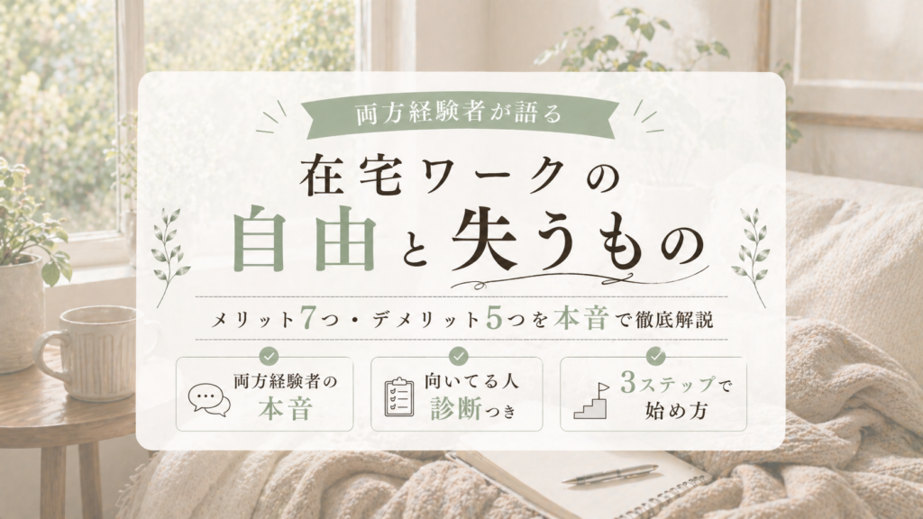 在宅ワークで得られる自由と失うもの｜働き方のメリット・デメリットを徹底解説のサムネイル画像