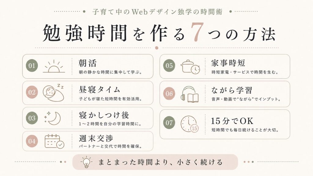 子育て中のWebデザイン独学で勉強時間を作る7つの方法
