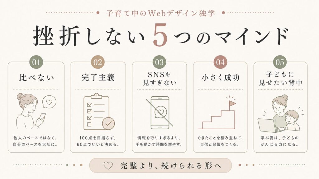 子育て中のWebデザイン独学で挫折しない5つのマインド