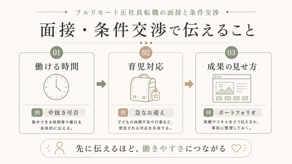 フルリモート正社員転職の面接と条件交渉で伝えること
