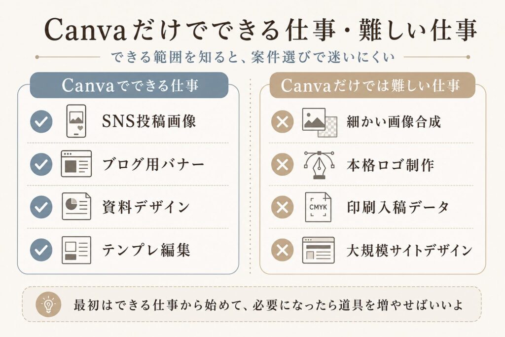 Canvaだけでできる仕事・難しい仕事 図解