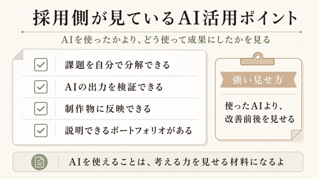 採用側が見ているAI活用ポイント 図解