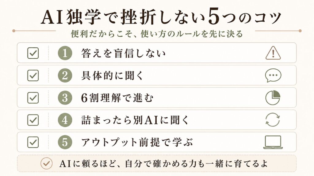 AI独学で挫折しない5つのコツ 図解