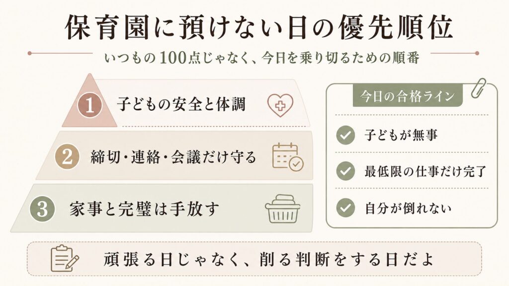 保育園に預けない日の優先順位 図解