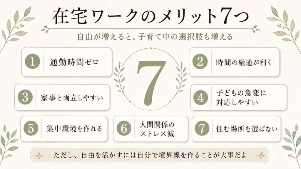在宅ワークのメリット7つ 図解