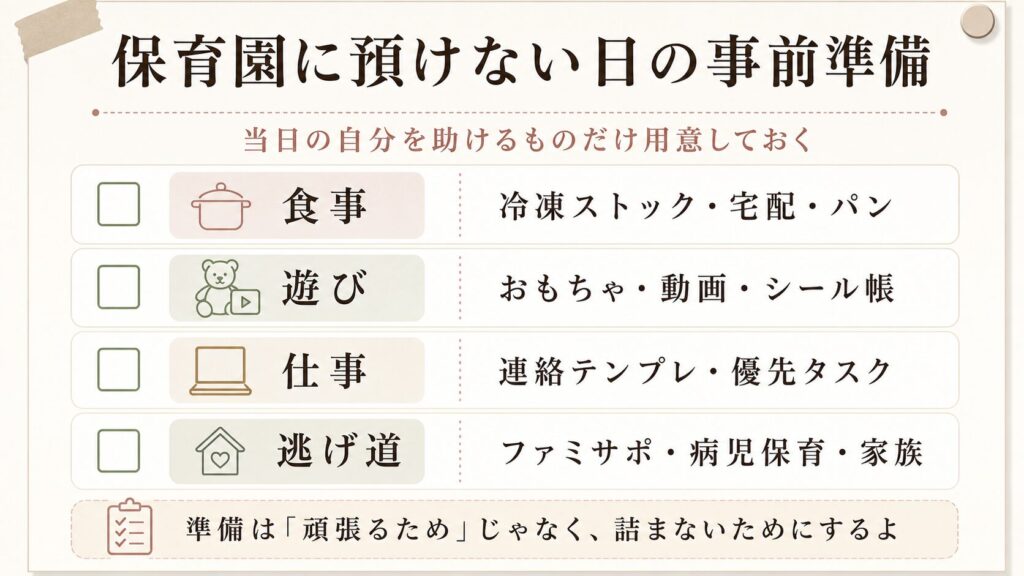 保育園に預けない日の事前準備 図解