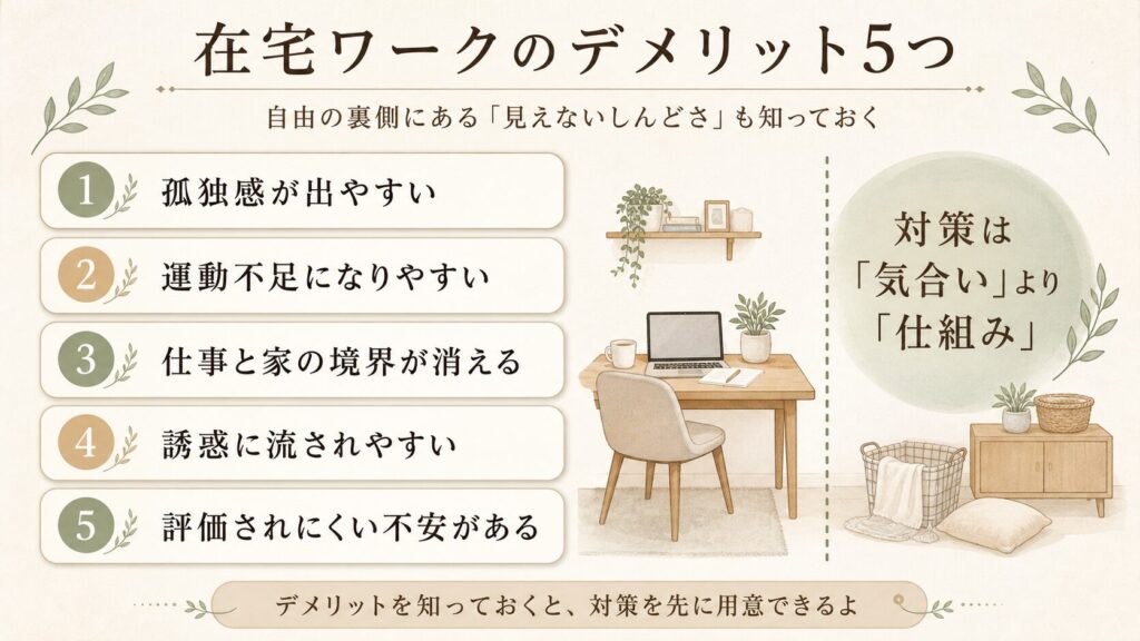 在宅ワークのデメリット5つ 図解