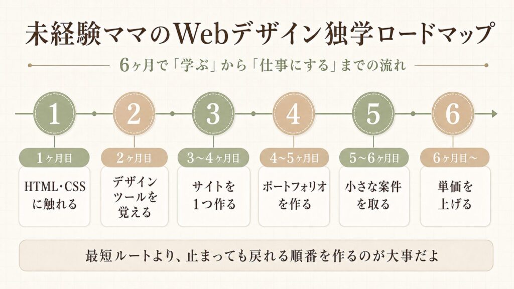 未経験ママのWebデザイン独学ロードマップ 図解