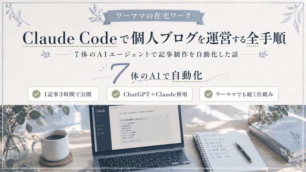 Claude Codeで個人ブログを運営する全手順｜ワーママが7体のAIエージェントで記事制作を自動化