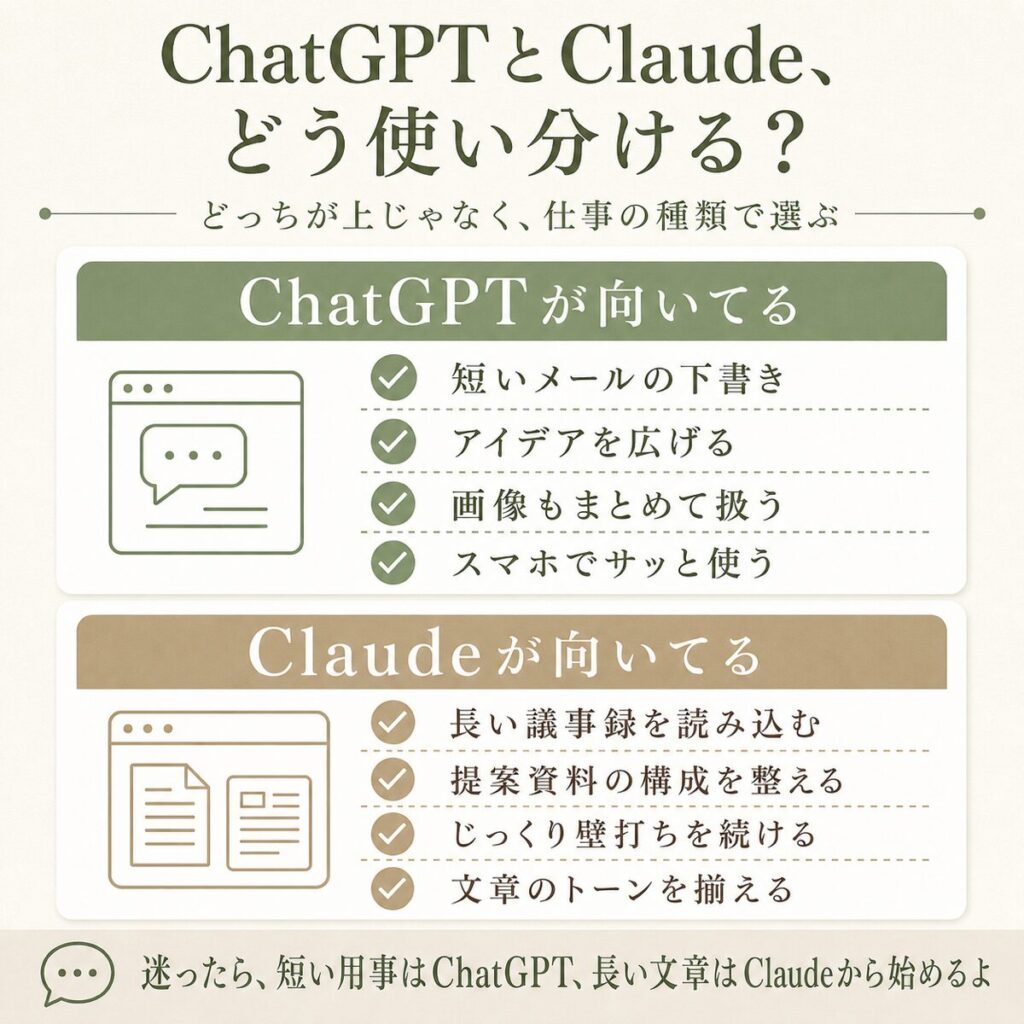 在宅ワークでのChatGPTとClaudeの使い分け早見表