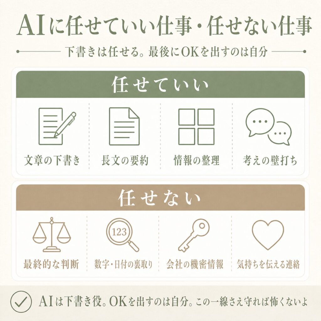 AIに任せていい仕事と任せない方がいい仕事の見極め図解