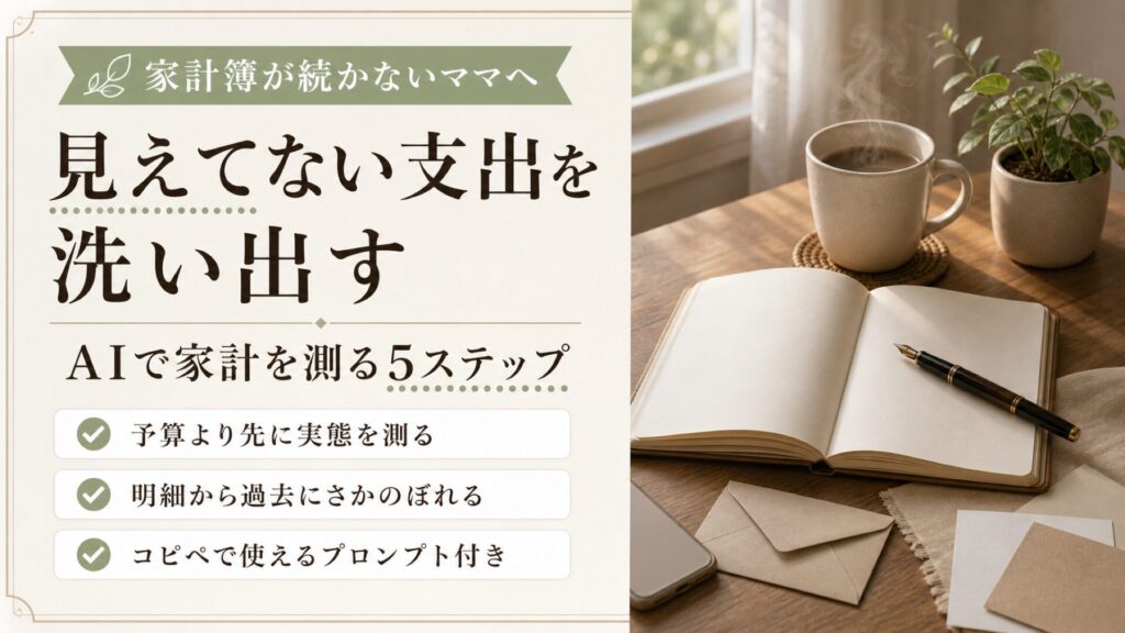 家計簿が続かないママへ｜AIで見えてない支出を洗い出す5ステップのサムネイル
