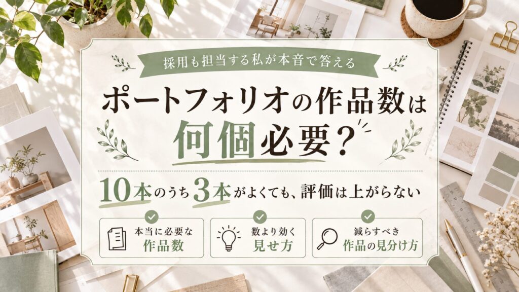 ポートフォリオの作品数は何個必要かを解説する記事のサムネイル