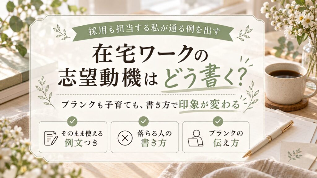 在宅ワークの志望動機の書き方を採用も担当する私が解説する記事のサムネイル